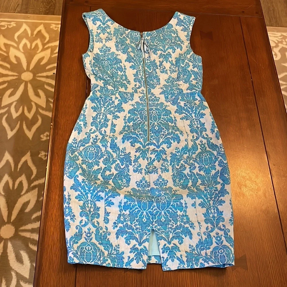 Tracy Reese dress. Tapestry Jacquard Brocade material. Size 6 Beautiful blue - Picture 4 of 11